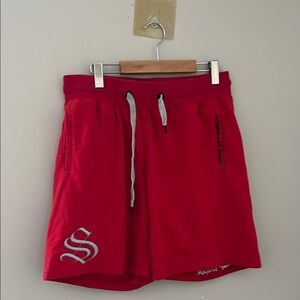 Vibrant Red Athletic Shorts with Elastic Waistband
